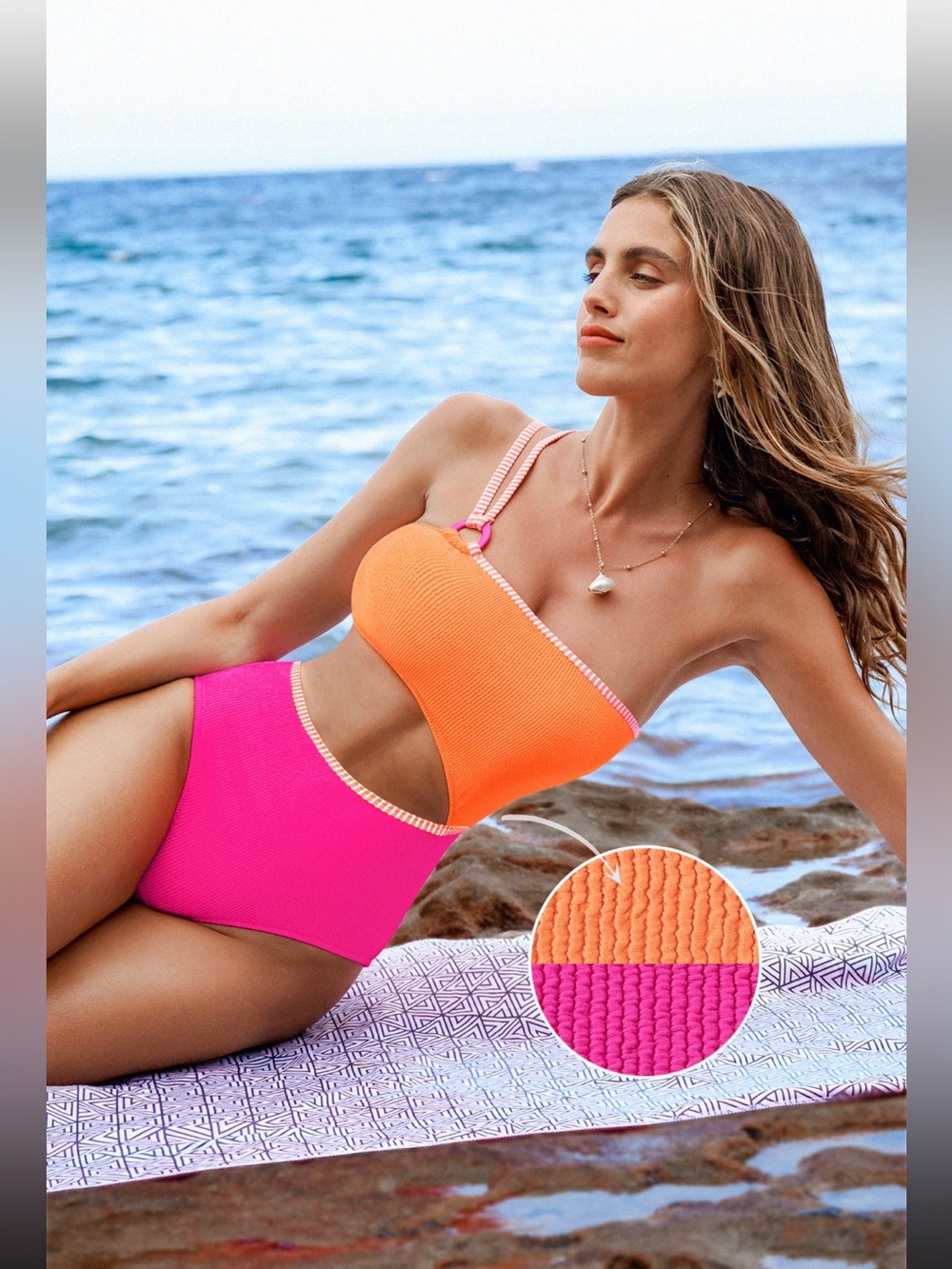NWT Cupshe Solar Flare Neon One-Piece Swimsuit- size S